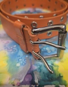 LEI Orange Belt Silver Grommets Throughout Various Size Choice Size Large